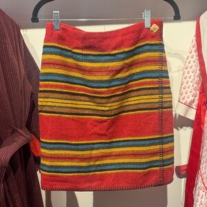 Vintage EXPRESS Striped Multicolor Wool Aztec Wrap Skirt